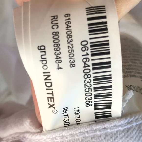 Zara Z1975 High Rise Straight Leg Raw Hem Rigid White Jeans 6164/059/250 Size 6 - Picture 16 of 16